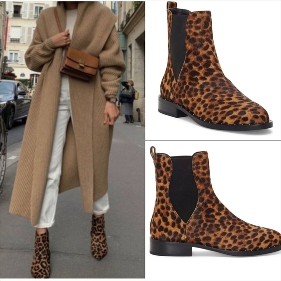 New Rebecca Minkoff Sabeen Leopard Print Calf Hair Chelsea Bootie - Picture 1 of 10
